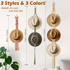 Boho Hat Organizer Rack, Macrame Hat Hanger, Handmade Hat Holder for Wall Hanging, Hat Storage for Wide-Brim Hats, Bohemian H