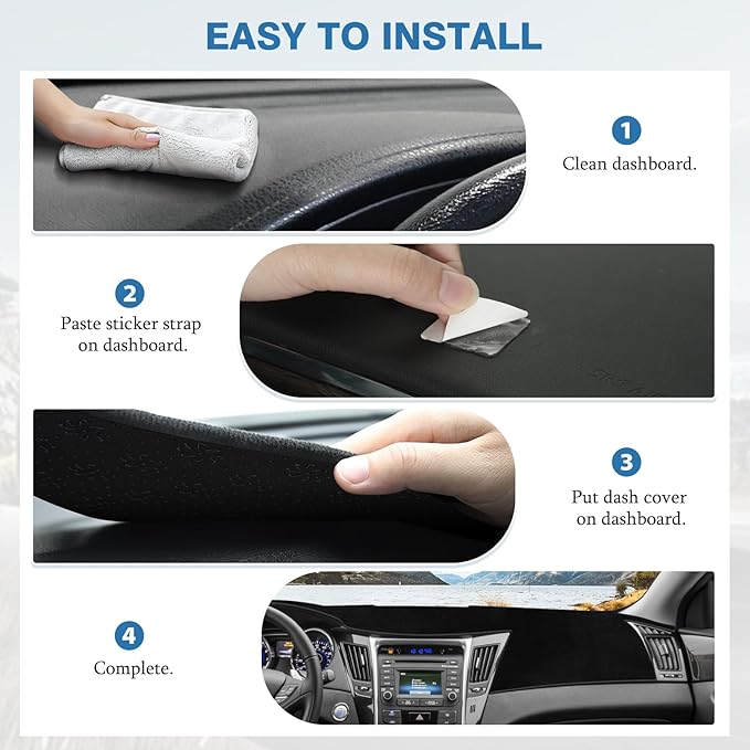 FIILINES Dash Cover for Hyundai Sonata 2011-2014, Dashboard Cover Sonata Accessories Suede Dash Cover Mat Sunshade Anti-Slip 