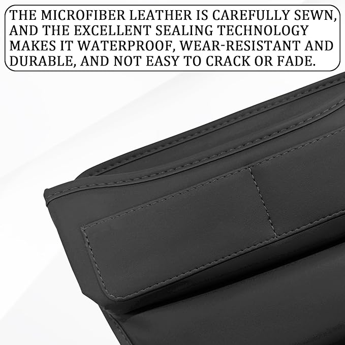 msyuusr Car Seat Gap Filler Organizer, Front Seat Leather Storage Box, Car Organizers and Storage, Car Accessories for Women Men, Car Seat Gap for storage Phones, Glasses, Keys, Cards (Black)