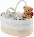 Diaper caddy Organizer, Cotton Rope Gift Basket with Removable Divider, Nursery Storage Organizer for Baby Essentials, Changi