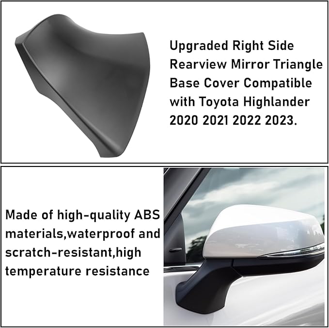 Jaronx Compatible with Toyota Highlander Side Mirror Cover 2020-2024, Driver Side Rearview Triangle Base Cover Trim for Toyota Highlander, Rear View Mirror Base (NOT FIT GRAND HIGHLANDER) (Left)