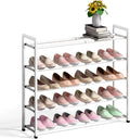 Bumusty 5-Tier Expandable Shoe Rack for Closet, 18“-33” Adjustable Shoe Rack for Small Space, Small Shoe Organizer for Front 