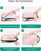 BAGSMART Compression Packing Cubes, 6 Set/4 Set/2 Set Travel Packing Cubes for Carry on Suitcases, Compression Suitcase Organ
