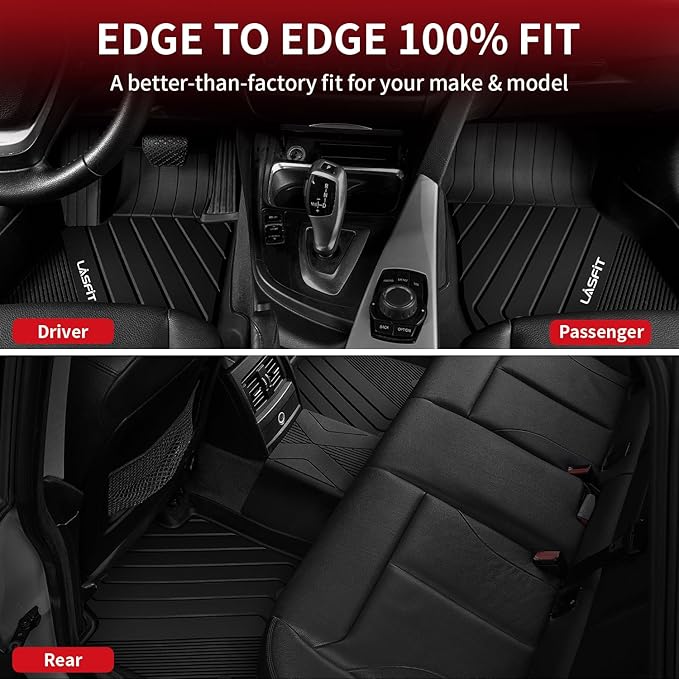 LASFIT Floor Mats & Cargo Mat for 2023 2024 2025 2026 BMW X1 xDrive28i M35i xDrive, Custom Fit TPE All Weather Waterproof Floor Liners Full Set Car Liners, Black