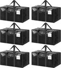 6 Pack Extra Heavy Duty Large Moving Bags with Strong Zipper & Comfortable Handles, Sturdy & Durable Clothes Storage Bags Tot
