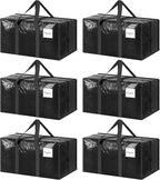 6 Pack Extra Heavy Duty Large Moving Bags with Strong Zipper & Comfortable Handles, Sturdy & Durable Clothes Storage Bags Tot