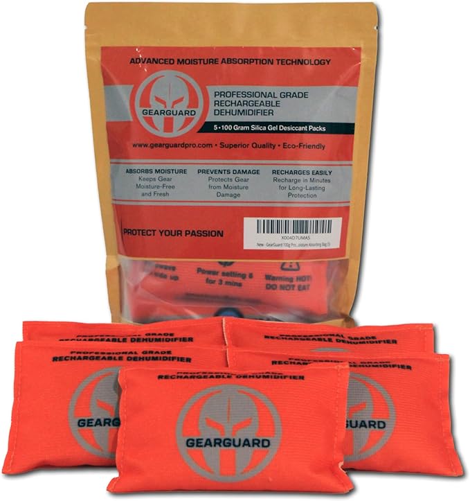 100g Professional Grade Rechargeable Dehumidifier - Desiccant (5-Pack) - Moisture Absorbers for Storage Bins, Gun Safes,