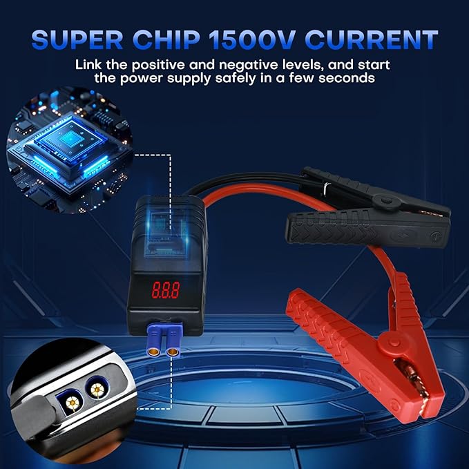 EC5 Smart Jump Starter Clamps,EC5 Heavy Duty Jump Starter Automotive Booster Clamp Cables Replacement Alligator Clamps with Intelligent LCD Screen for 12V Car Jump Starterand Many Other Brands