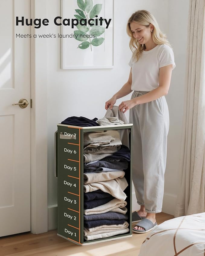 SOLEDI Laundry Hamper with Lid 100L Large & Tall Collapsible Laundry Basket, Clothes Hamper with Bag Removable Easy to Carry,