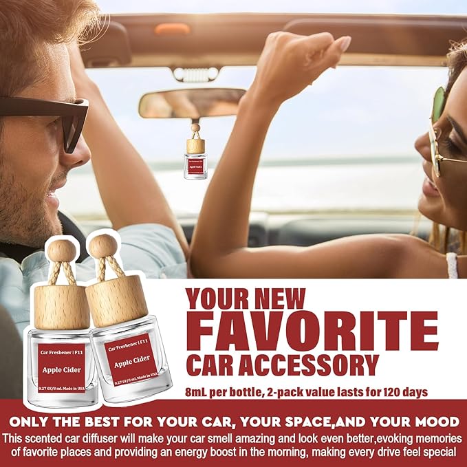 HoogaLife Car Air Freshener Diffuser 2 Pack Hanging Air Freshener Diffuser - Apple Cider Fragrance Oil Air D iffuser for Car,
