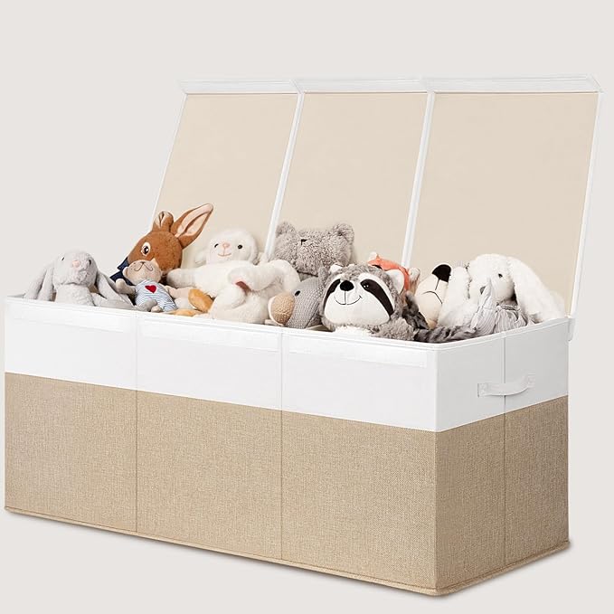INDRESSME 185L Extra Large Toy Box, Toy Storage Organizer Collapsible Storage Bins with Lids Toy Chest for Playroom, Living R