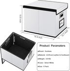 Huolewa Portable Leather File Organizer Boxes with Lids, Office Document Boxes Organizer, Filing Boxes, Decorative Small File