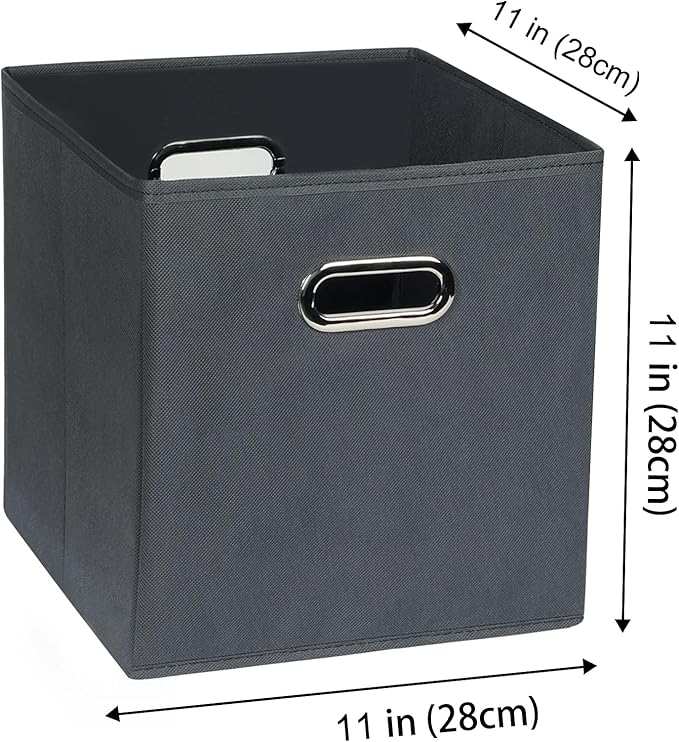 Fabric storage bins Cubes, Fabric Cube Organizer with Handle, Foldable Cube Bins for Cloth or Accessary Storage, 11x11x11, Se