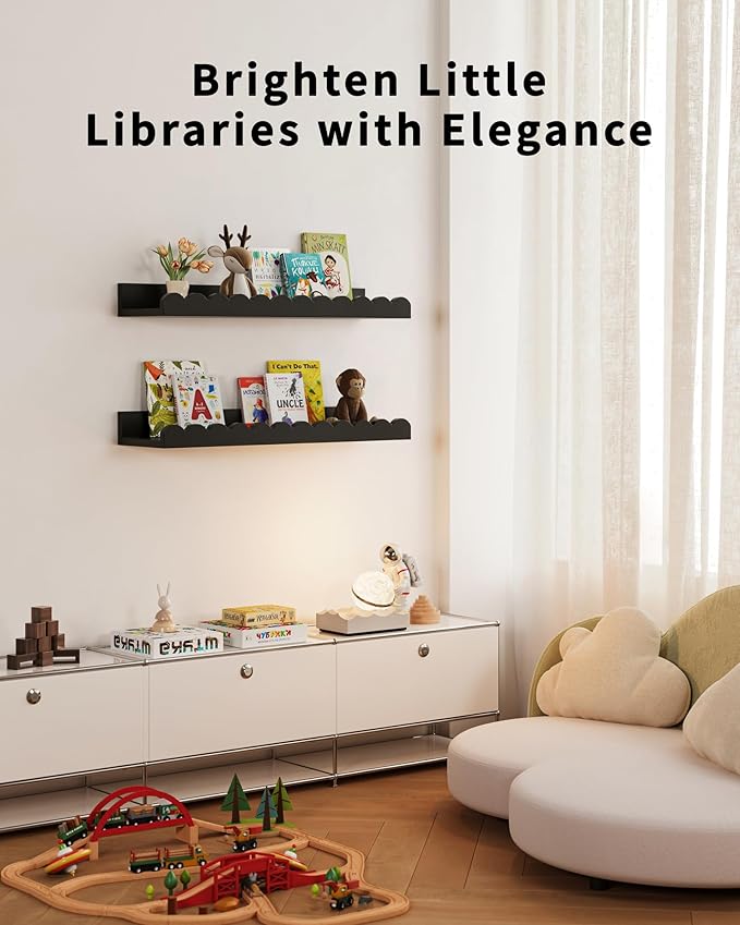 Shario Nursery Shelves (Black, 16.5 Inches)