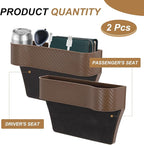 HARFINGTON 2pcs Car Seat Gap Filler Organizer 10.2 x 6.5 x 2.8 Inch PP Universal Car Organizer Storage Box Between Seat and Console (Left+Right) with Cup Holders for Phone Sunglasses, Brown