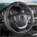 Moly Magnolia Carbon Fiber Steering Wheel Cover, Universal 15 inch Breathable Anti Slip, Black, Leather & Carbon Fiber, Truck