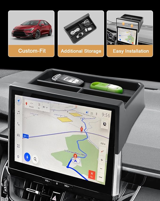 2026 Toyota Corolla Cross Dash Console Organizer - Behind Screen Organizer For 2025-2026 Corolla & 2026 Corolla Cross(XSE/SLE) Accessories Dashboard Storage Console Organizer - 10.5 Inch Screen Only