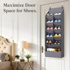 Lifewit 6 Tier Over the Door Shoe Organizer with 11 Large Deep Pockets, Fabric Hanging Shoes Shelf for Closet, Dorm Storage, 