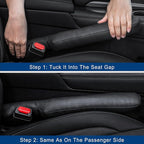 Urehepo 2 pcs Leather Car Seat Gap Filler Organizer, Interior Car Accessories to Stop Things from Dropping for Car SUV Truck Camper, Fill The Gap Between Seat and Console - Black