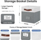 FinishingBo 6-Pack Storage Cubes with Handles & Label Holders Basket, Closet Cube Home Organizer Bins(White/Dark Grey, 10.5*1