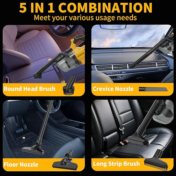 Cordless Vacuum for DE-Walt 20V Battery, 5-in-1 Handheld Electric Vacuum Cleaner with 500W Powerful Motor, 46 CFM Portable Ha