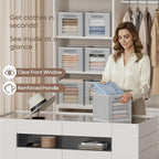 Homsorout Foldable Storage Cubes - Cubby Storage Organizer with Window, Decorative Baskets for Organizing, 11 Inch Fabric Cub