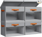 Homsorout Large Storage Bins with Lids - 4 Pack Foldable Decorative Organizers with Clear Windows & Handles, Cube Storage Org