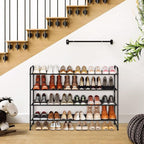 KIMBORA 4 Tier Long Shoe Rack for Closet Floor, Wide Shoe Shelf Storage Organizer 30-Pairs Stackable Sneaker Organizer for Cl