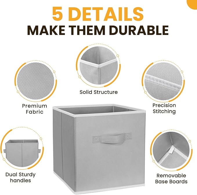 Criusia Large Storage Cubes, 13x13 Cube Storage Bins (Set of 10), Fabric Collapsible Storage Bins with Dual Handles, Foldable