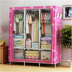 Wardrobe Closet Multifunction Portable Wardrobe Fabric Folding Clothes Storage Organizer Closet DIY Assembly Easy Install Rei