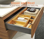 Bamboo Drawer Oragnizer Box, Kitchen Seasoning Organizer Tray, Tableware Knife Fork Organizer Box, Home Drawer Sorting Box, B