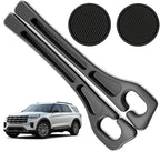 Car Seat Gap Filler Organizer Compatible with Ford Explorer Accessories Seat Gap Plug Blocker with Storage Slot Non-Slip Car Cup Holder Coaster Black