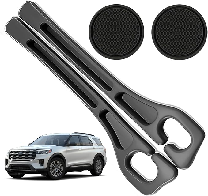 Car Seat Gap Filler Organizer Compatible with Ford Explorer Accessories Seat Gap Plug Blocker with Storage Slot Non-Slip Car Cup Holder Coaster Black