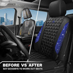 CAR PASS Bling Diamond Black Leather Car Seat Covers for 2 Front Interior Sets, Waterproof Shining Glitter Sparkly Crystal Un