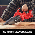 CRAFTSMAN V20 Cordless Hand Vacuum, 45 CFM, 2 Stage Filtration System with Filter, Bare Tool Only (CMCVH001B)