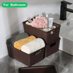6 Pack Plastic Storage Baskets With Lids,Brown Breathable Stackable Storage Bins,Small Storage Containers,for Organizing Stor