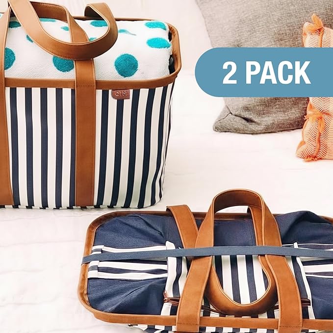 CleverMade Collapsible LUXE Tote - Reusable Grocery Shopping Storage Bag Organizer w/Handles Reinforced Bottom