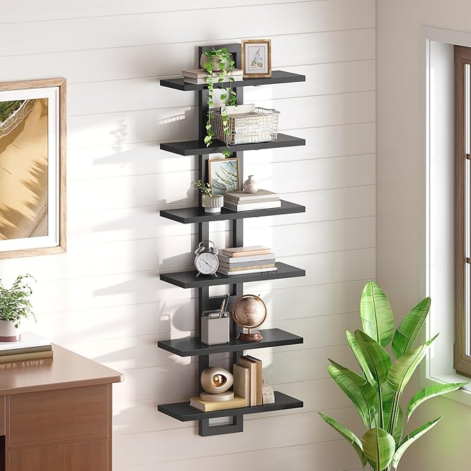 HOOBRO Floating Shelves, 15 Inch Wall Shelf Set of 3, Wall Mounted Storage Shelves 2-Tier, Hanging Bathroom Shelves, for Livi