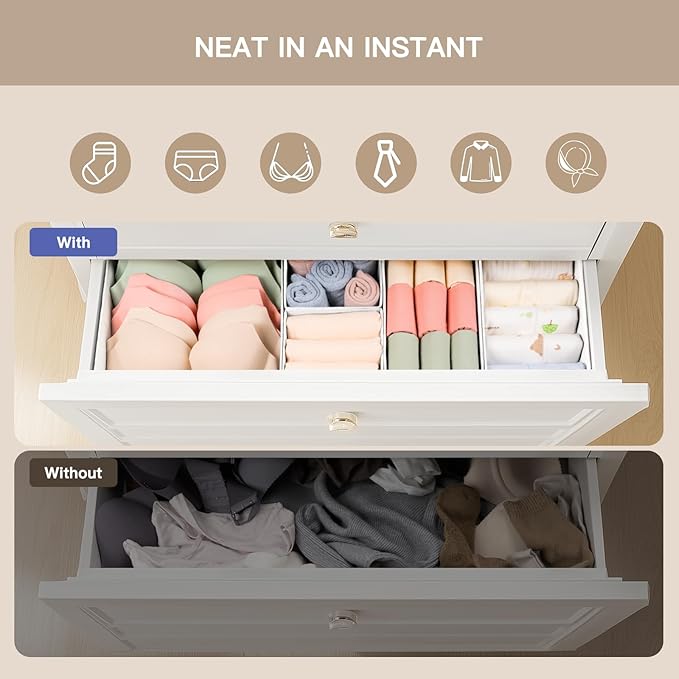 Criusia Drawer Organizer Clothes, 21 Pack Dresser Organizer for Baby Clothes, Underwear, Sock- Foldable Closet Organization a