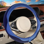 ZHOL Blue Steering Wheel Cover,Nappa Faux Leather with Comfort Grip,Non-Slip Breathable Universal Car Accessory for 15 Inch S