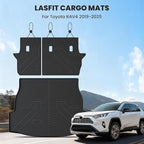 LASFIT Cargo Trunk Mat with Backrest Mats for Toyota RAV4 2025 2024 2023 2022 2021 2020 2019 (Include Hybrid) All Weather TPE Rear Cargo Liner Custom Fit Waterproof RAV 4 Accessories, Black