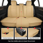MIROZO Seat Covers Beige, Car Seat Covers Full Set Automotive Seat Covers Leather Seat Covers Car Seat Protector Universal Ve