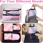 6 Pcs Set ompression Packing Cubes, Expandable Large Packing Cubes for Suitcases and Backpack, Compression Suitcase Organizer