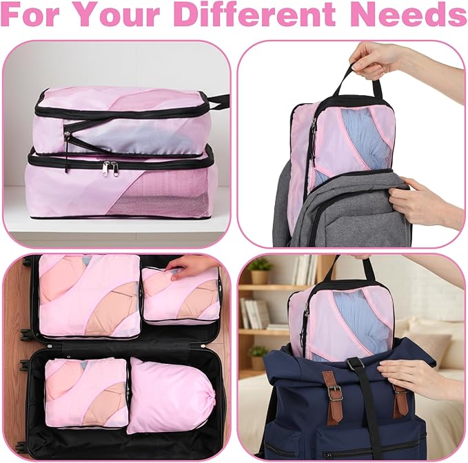 6 Pcs Set ompression Packing Cubes, Expandable Large Packing Cubes for Suitcases and Backpack, Compression Suitcase Organizer