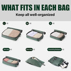6 Set Compression Packing Cubes for Travel, Bonus Versatile Drawstring Backpack, Lightweight Luggage Organizer Bags, Sturdy T