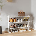Varhomax White Shoe Rack, Bamboo Shoe Rack Organizer for Closet and Entryway, Thick Wooden Free Standing Shoe Shelf for Small