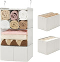 GRANNY SAYS Hanging Closet Organizer with Drawers, 4 Shelf Dividers Closet Hanging Organizer, Foldable Hanging Shelves for Cl
