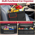 MEI&CO Car Trunk Organizer - 2.5mm PP Board Built, 35L Leakproof Cooler, 105L Capacity, 2 Tie-Down Straps, 4 Adjustable Divide