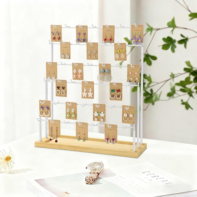 Earring Display for Vendors,6 Tiers 42 Hooks Jewelry Rack Display Holder Stand, Earring Organizer Holder for Necklaces Rings 