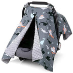 Rquite Car Seat Cover Baby, Carseat Covers Baby Boy, Minky Infant Car Seat Cover Winter, Peekaboo Opening Car Seat Canopy, Mu